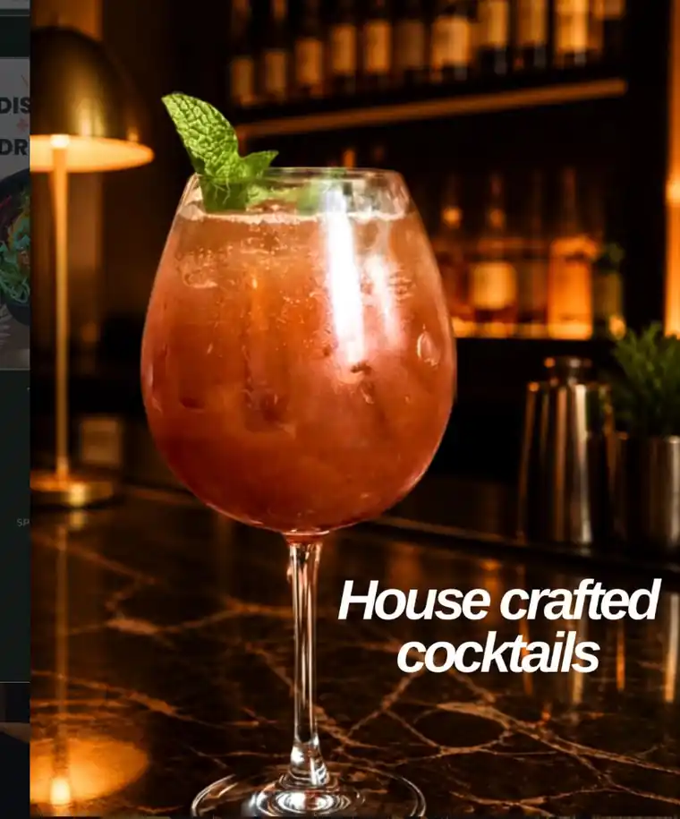 House cocktail served at The Archive Café in Holmfirth